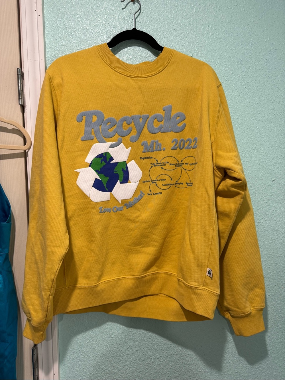 Madhappy Mustard Yellow "Recycle" Crewneck Sweatshirt